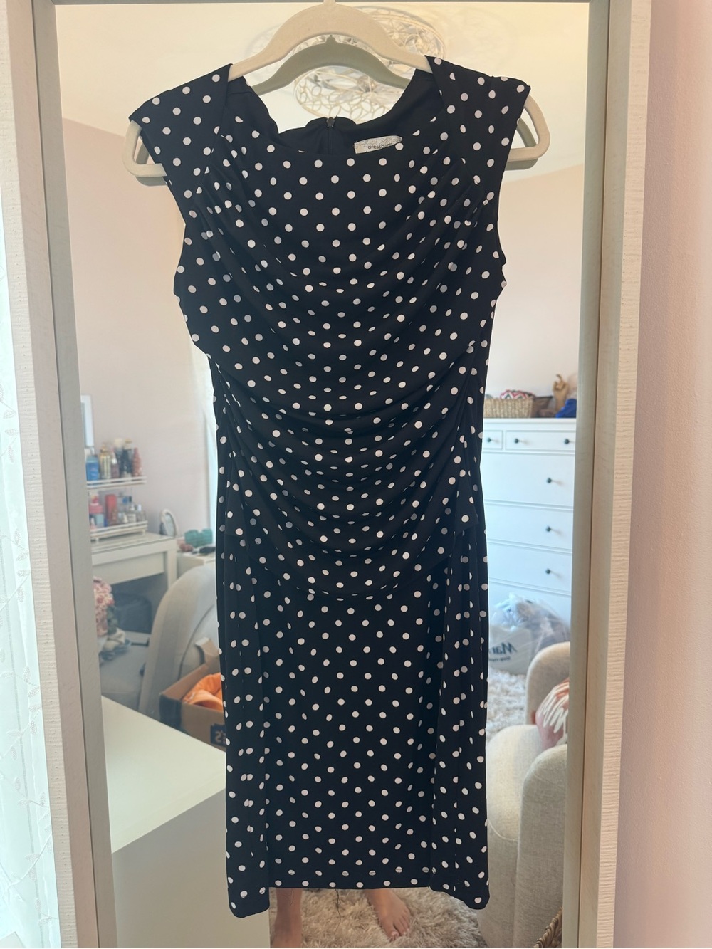 dressbarn Black Polka Dot Midi Dress
